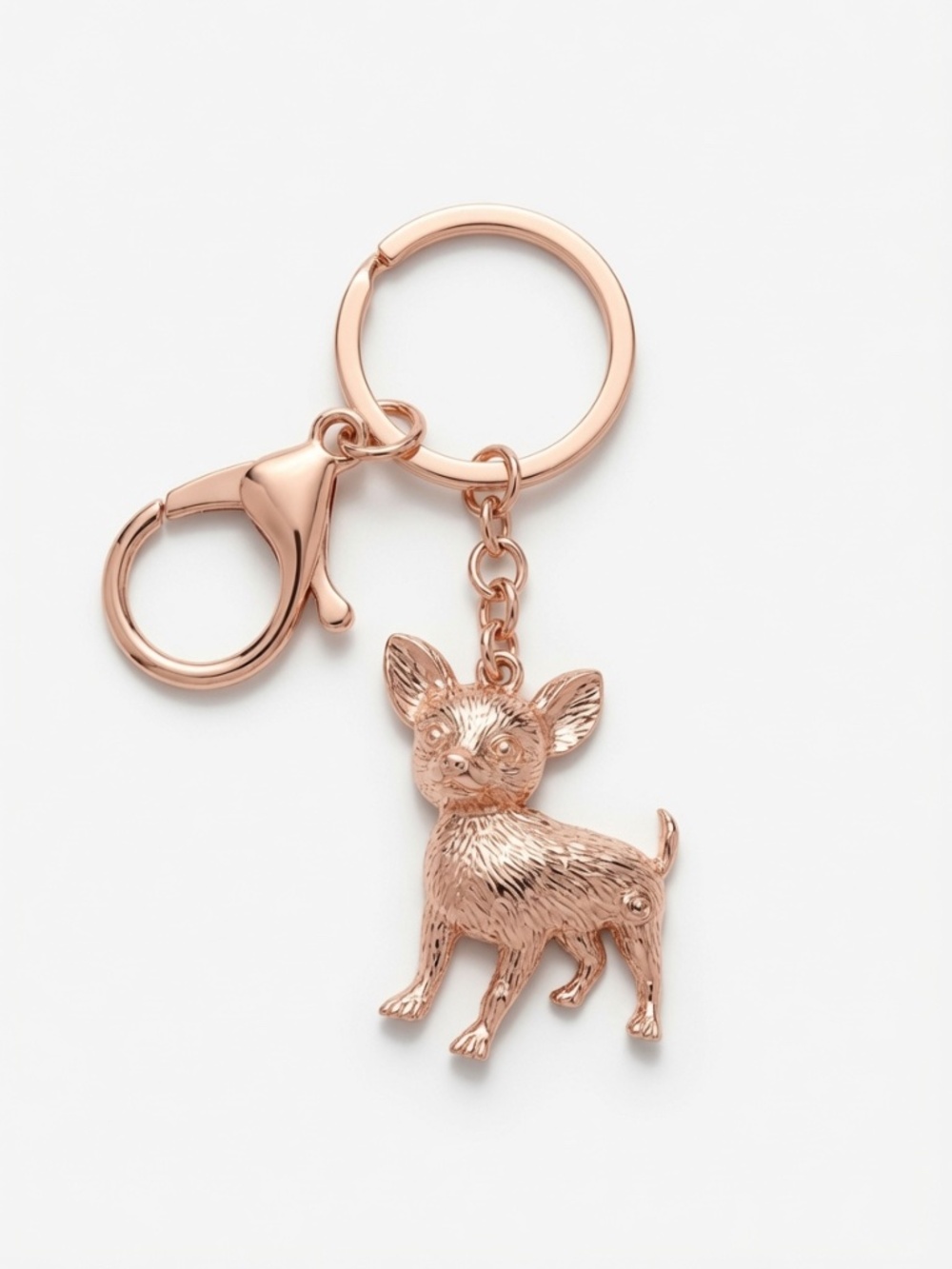 🐕 Rose Gold Chihuahua Bag Charm / Keychain - Picture 2 of 2